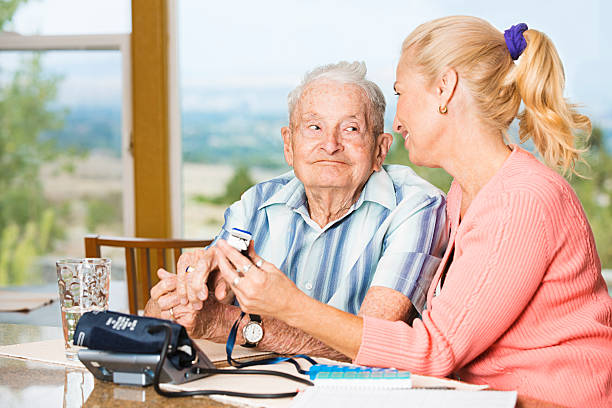 istock Adult daughter taking her senior father oxygen level readings 179628601