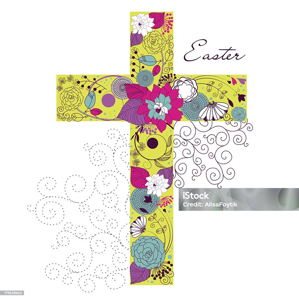 Floral Cross Shape Clip Art stock vector