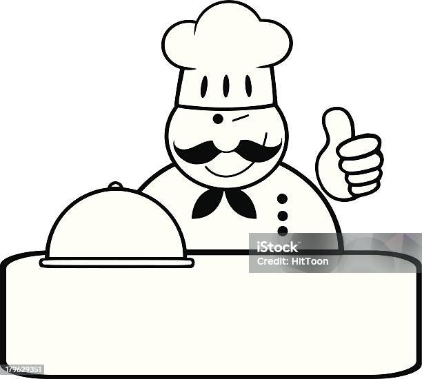 Noir Et Blanc Chef Montrant Thumbs Up Bannière Avec Logo Vecteurs libres de droits et plus d'images vectorielles de Chef cuisinier