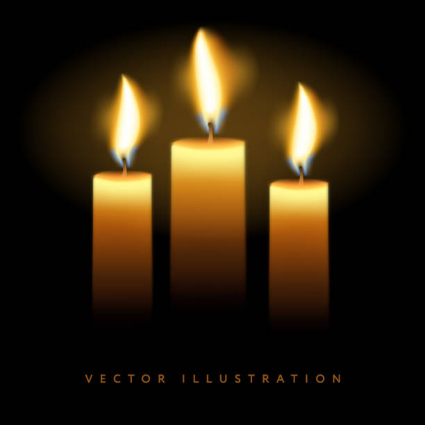 Burning candles on dark surface. Memory day, vector illustration vector art illustration