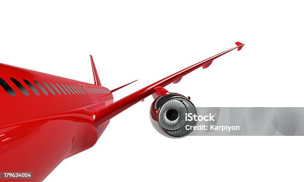 Modello Di Aereo Isolato Su Bianco Rosso - Fotografie stock e altre immagini di Aereo di linea - Aereo di linea, Aereo privato, Aeroplano