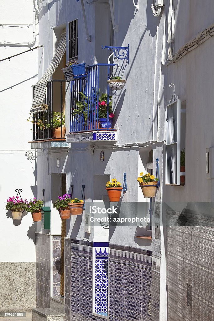 White village street scene, Andalusien, Spanien - Lizenzfrei Alt Stock-Foto