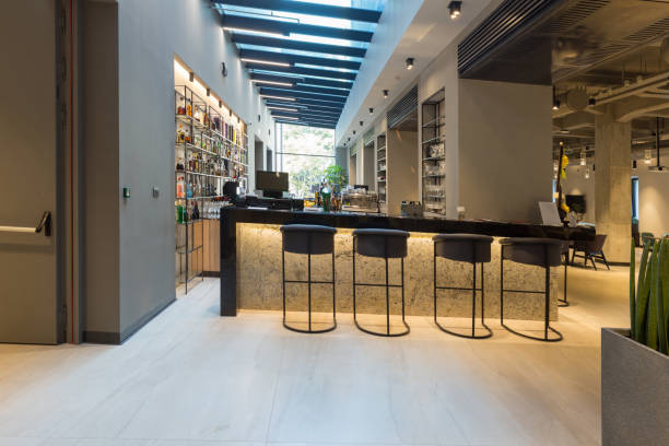 istock Interior of a empty modern hotel lounge cafe 1796379102