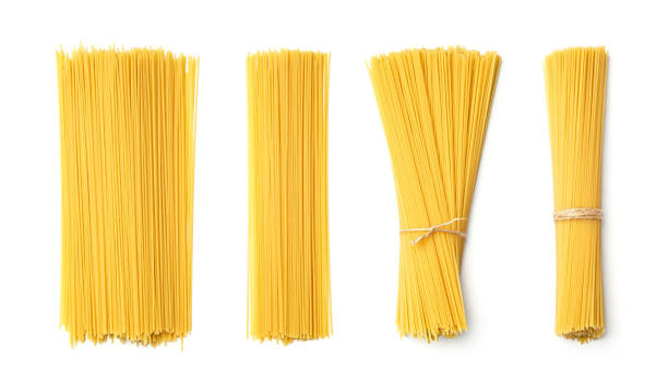 Collection of spaghetti isolated on white background. Set of multiple images. Part of series