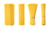 Collection of spaghetti isolated on white background