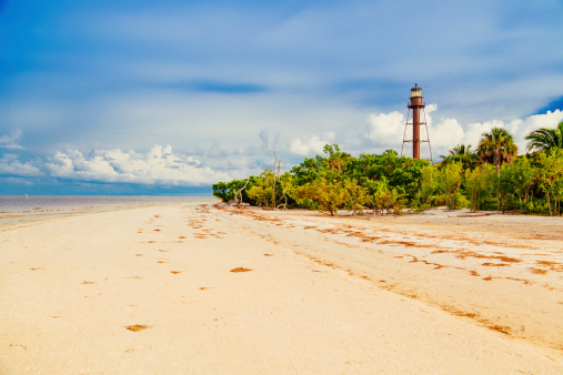 The Sanibel Island Lighthouse and beach.