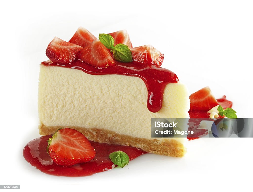 Strawberry cheesecake Strawberry cheesecake on white background Cheesecake Stock Photo