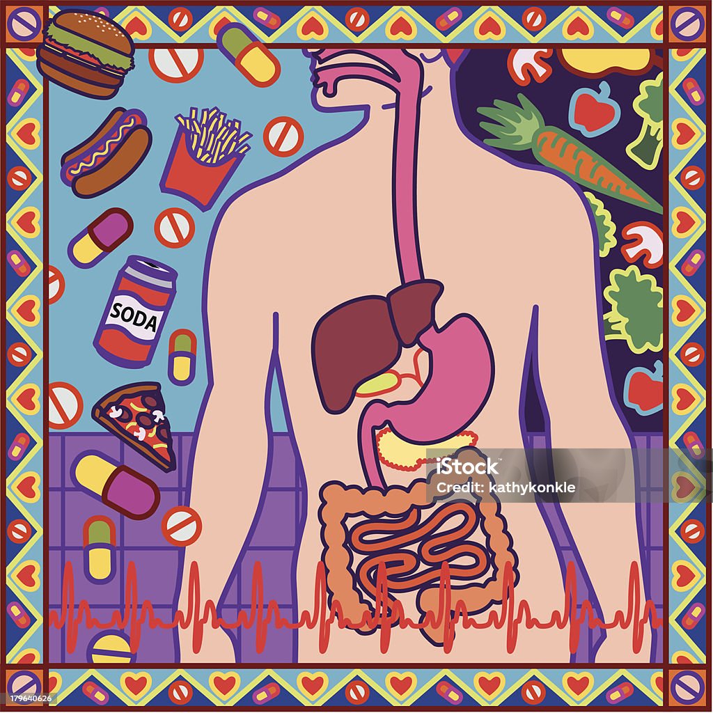 design del sistema digestivo - arte vettoriale royalty-free di Salute