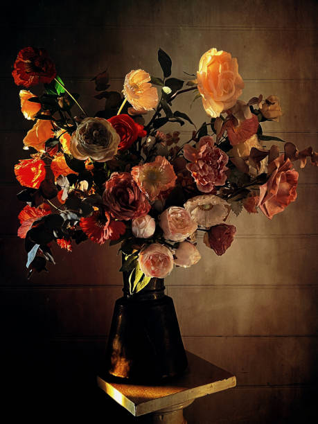 istock Spring Bouquet if Roses and Poppies  in a Pewter Pot 1796412042