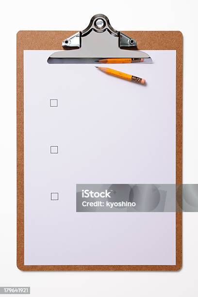 ブランクチェックリストをクリップボードと鉛筆で白背景 - からっぽのストックフォトや画像を多数ご用意 - からっぽ, アンケート, カットアウト