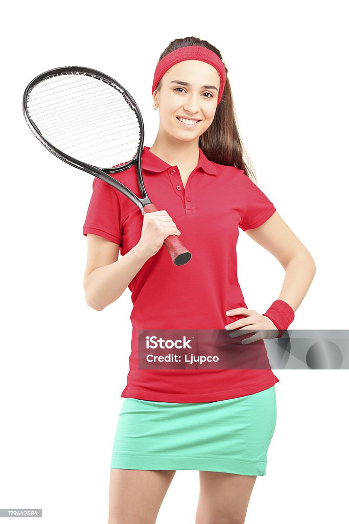 Jeune femme tenant une raquette de tennis - Photo de Adulte libre de droits