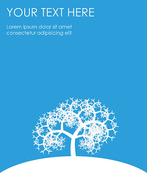 White fractal tree on blue background vector art illustration