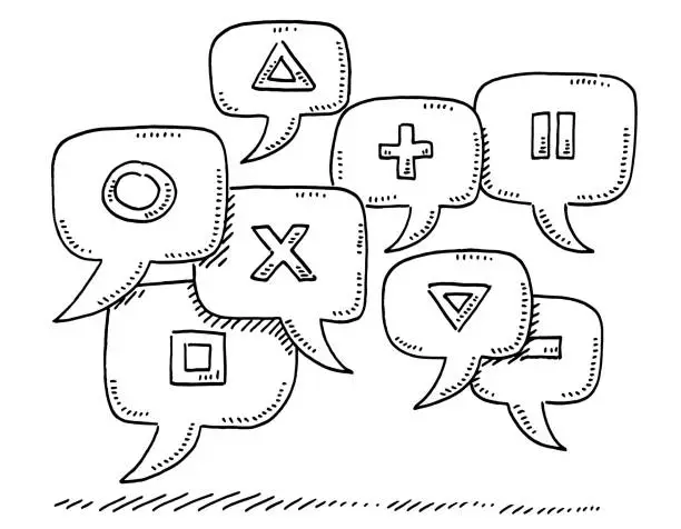 Vector illustration of Group Of Speech Bubbles Geometric Symbols Drawing