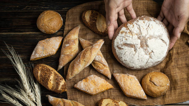 istock Freshly baked bread on brown linen 1796467885