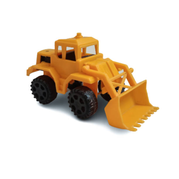 istock Toy yellow tractor with shovel on white background. 1796470035