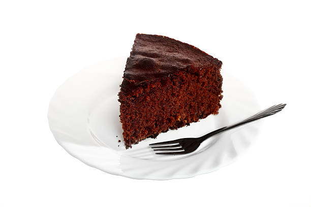 istock Piece of chocolate cake on white plate 179647709