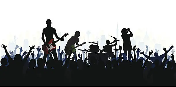 Vector illustration of Band (Each Person is Complete, Clipping Path Hides the Legs)