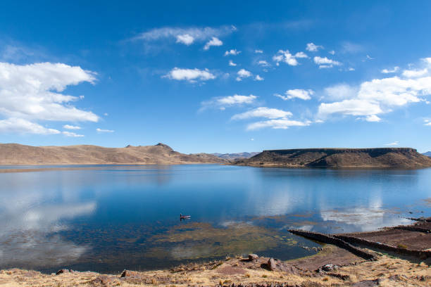 Titicaca Lake from Taquile Island in the peruvian Andes at Puno Peru