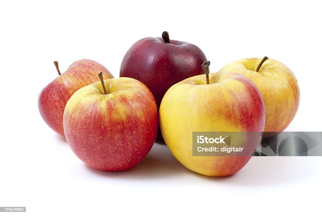 Cinque mele - Foto stock royalty-free di Bianco