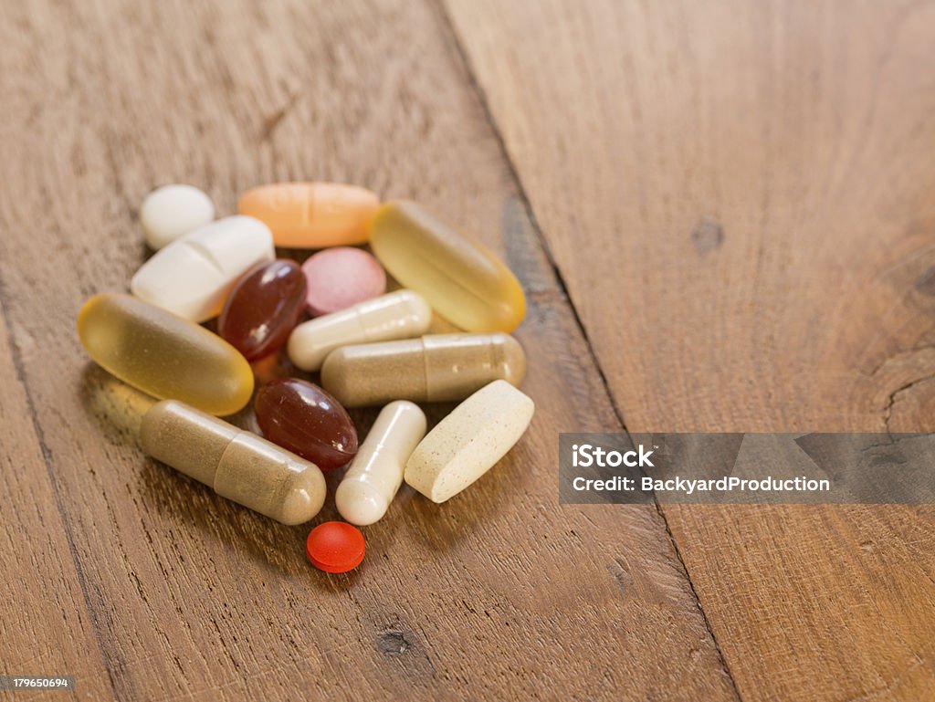 Collezione di vitamine e integratori - Foto stock royalty-free di Alimentazione sana