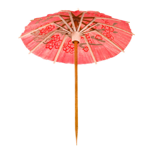 parasol koktajlowy na białym tle. - drink umbrella umbrella pink paper zdjęcia i obrazy z banku zdjęć