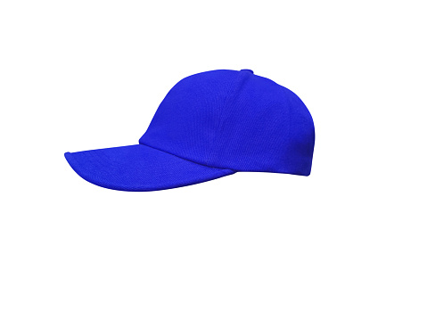 Blue baseball cap isolated on white background