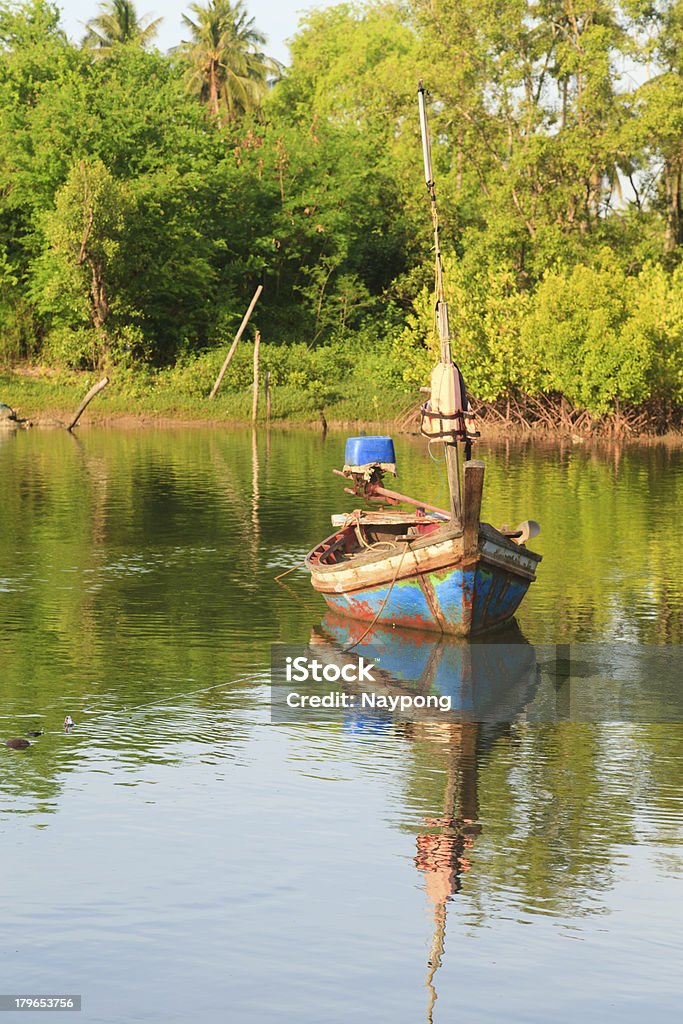 Barche da pesca nel fiume - Foto stock royalty-free di Ambientazione esterna