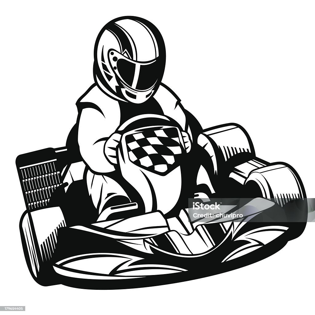 Le corse in go-Kart BW - arte vettoriale royalty-free di Go kart