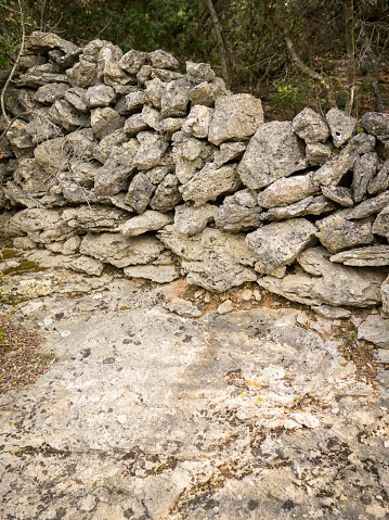 Detail of an old stone wall on the island Cres, Croatia