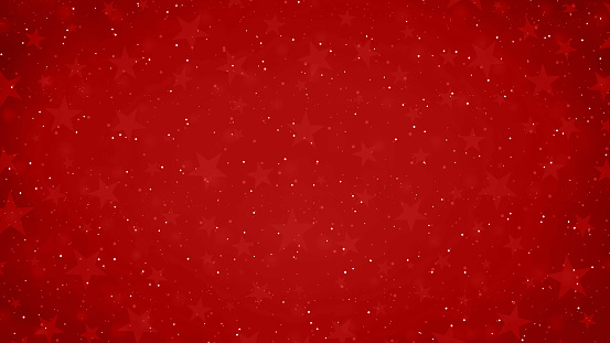 Horizontal bright deep red coloured wall starry shining glittery background . There is Copy space. Can be used as Christmas, or Valentine Day wallpaper, Xmas backgrounds, gift wrapping paper sheets or Birthday or New Year celebration backdrops.