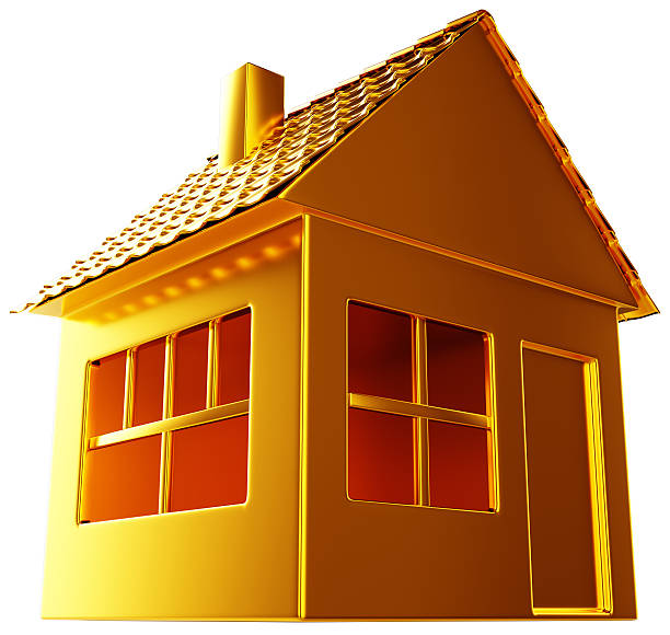 istock Costly realty: golden house shape isolated 179656665