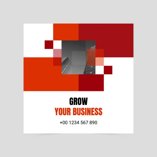 Vector illustration of Red minimalist grow your business social media cover template