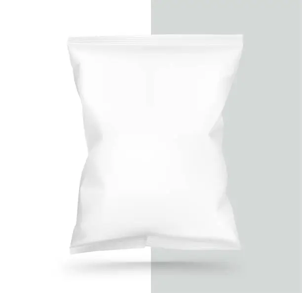 Vector illustration of Food snack pillow bag mockup.