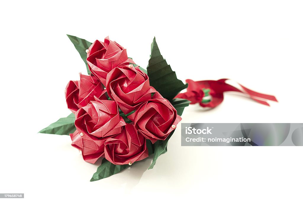 Origami Roses A bouquet made of origami red roses Art Stock Photo