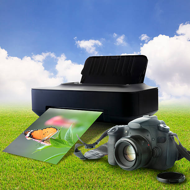 fotocamera e alla stampante - photobusiness foto e immagini stock