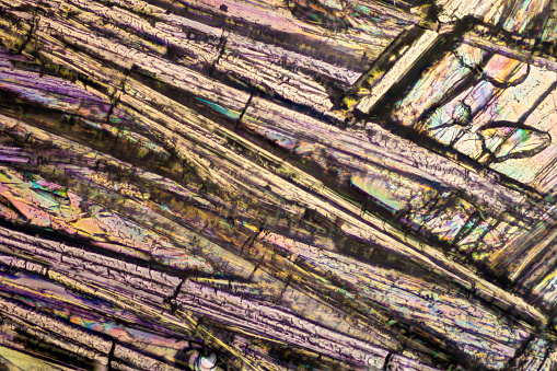 Chemical substance Stilbene made by a microscope in polarized light