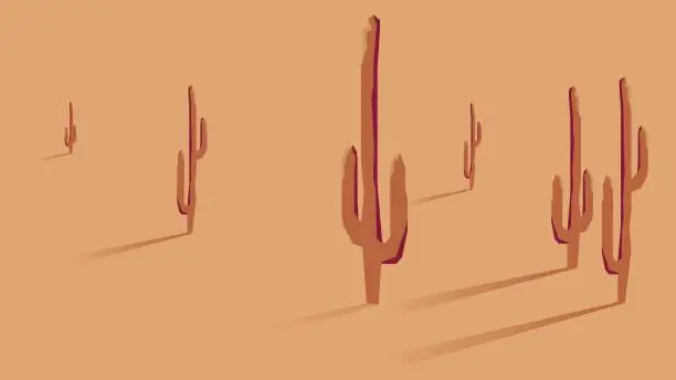 Vector illustration of Cactuses. Earth tones, terracotta colors. Boho wall decor.