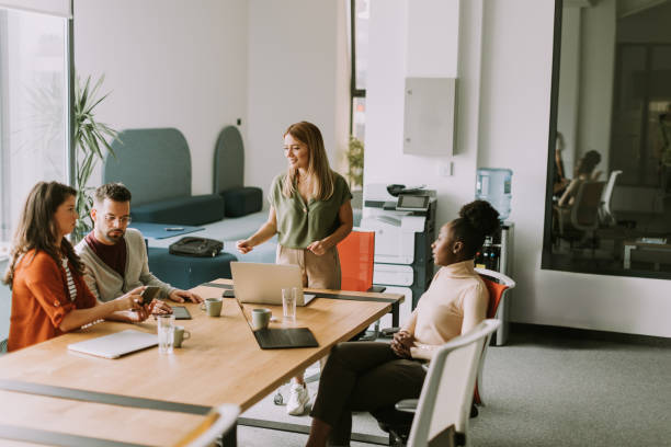 istock Young multiethnic startup team working in the modern office 1796630428