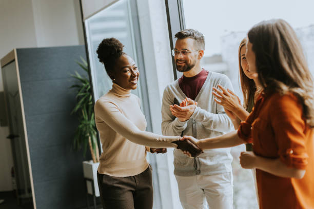 istock Young multiethnic startup team working in the modern office 1796631961