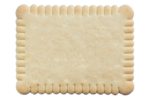 Plain rectangular dry crispy french petit-beurre biscuit with copy space