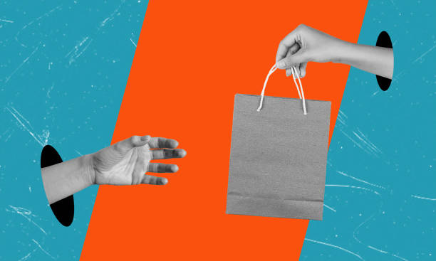 istock Art collage, hand with a shopping bag. 1796645699