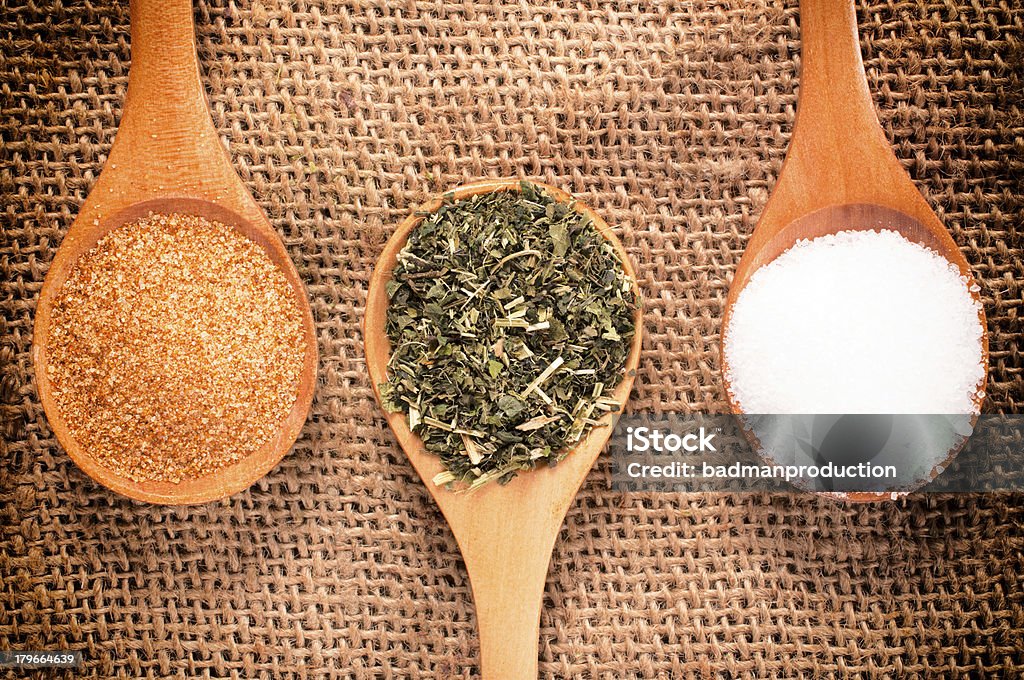 Spices in wooden spoon Group of spices in the wooden spoon Color Image Stock Photo