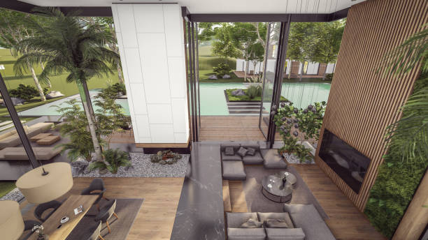 istock 3d rendering of expensive cozy interior with green walls in night 1796652600