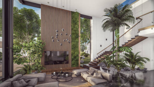 istock 3d rendering of expensive cozy interior with green walls in night 1796652601
