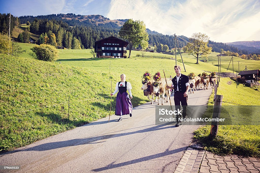 Svizzera: Leader di mucche per annuale County Fair - Foto stock royalty-free di Svizzera
