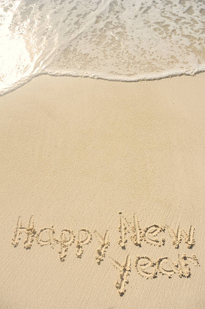 istock Happy New Year Written in Sand on Beach 179665927