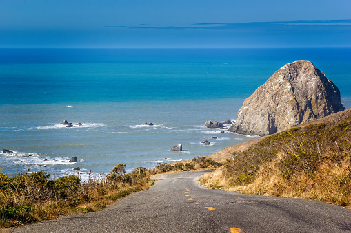 Road down to f the pacific ocean close to Mendocino