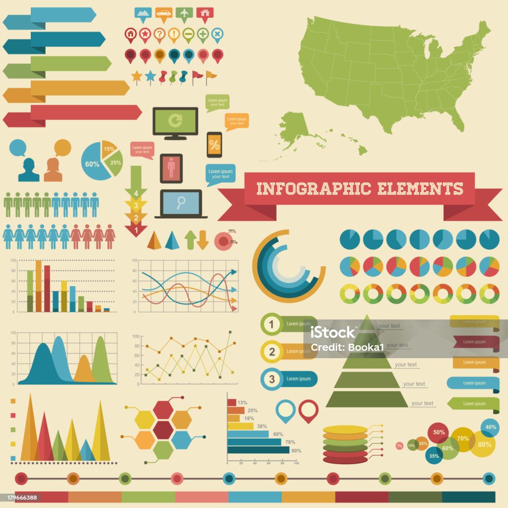 インフォグラフィック要素 - アメリカ合衆国のロイヤリティフリーベクトルアート