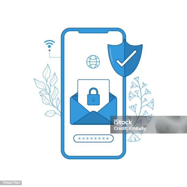 Mobile Security Concept Secure Internet Connection Illustrator Vector2 ...