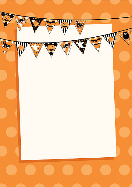 복고풍 할로윈 장식용 깃발 디자인식 복사 공간이 - halloween pumpkin bunting backgrounds stock illustrations